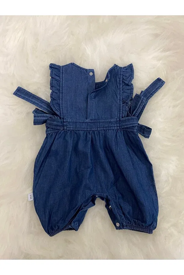 Детский комбинезон джинсовый с коротким рукавом Shirted Denim Overalls Baby Girl Combination Set Balbadem Baby Kids, Jeans — фото 3