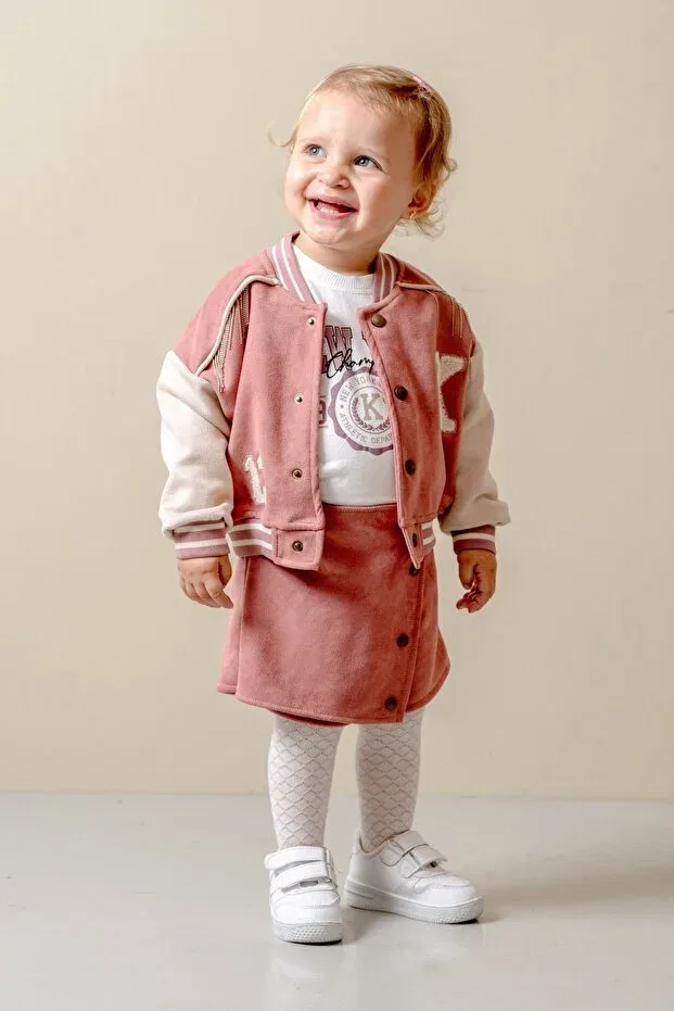 Детский комплект для девочек из велюра Jnf Kids, Pink — фото 2