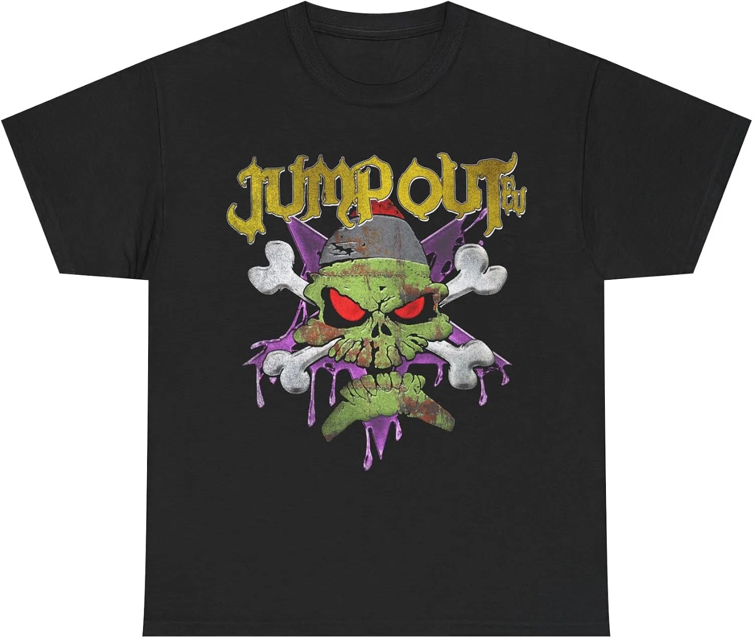 Женская футболка с принтом Psykotic 25 Jumpout Skull, чёрный