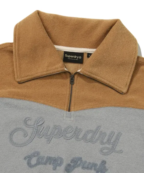 Кроп-свитшот на молнии, W Camp, Superdry, светло-голубой — фото 3