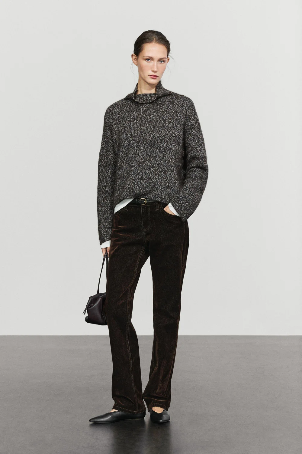 Свитер Massimo Dutti 100% Wool Mouliné Knit, средне-синий — фото 3