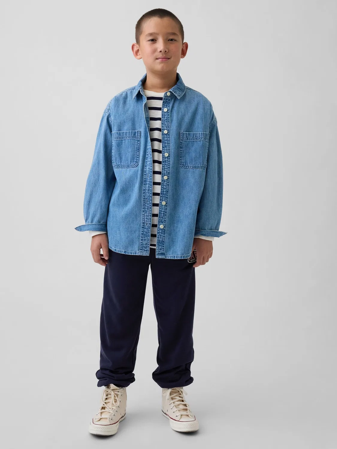 Джоггеры из французского трикотажа Vintage Soft Terry Sport Logo Gap, темно-синий — фото 3