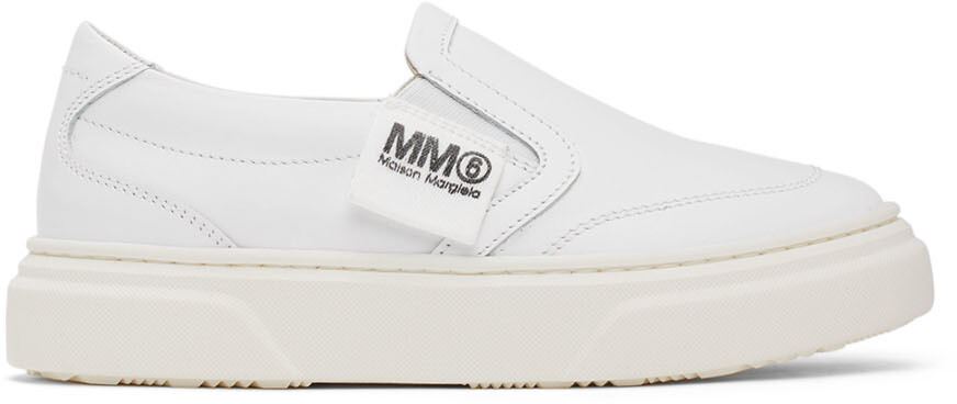 

Детские белые кроссовки без шнурков с логотипом MM6 Maison Margiela