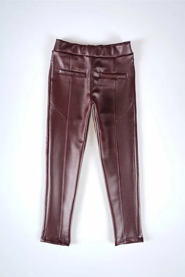 Детские леггинсы для девочек из кожзама Minik'O Kids, Burgundy