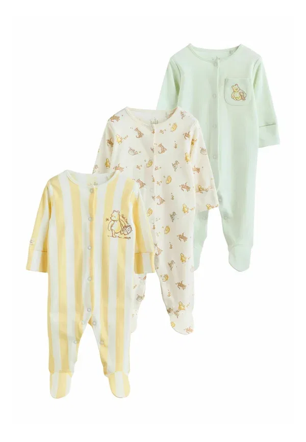 Комплект из 3 боди с длинным рукавом, хлопок, Regular fit - baby sleepsuits 3 pack, Next, sage green, зеленый
