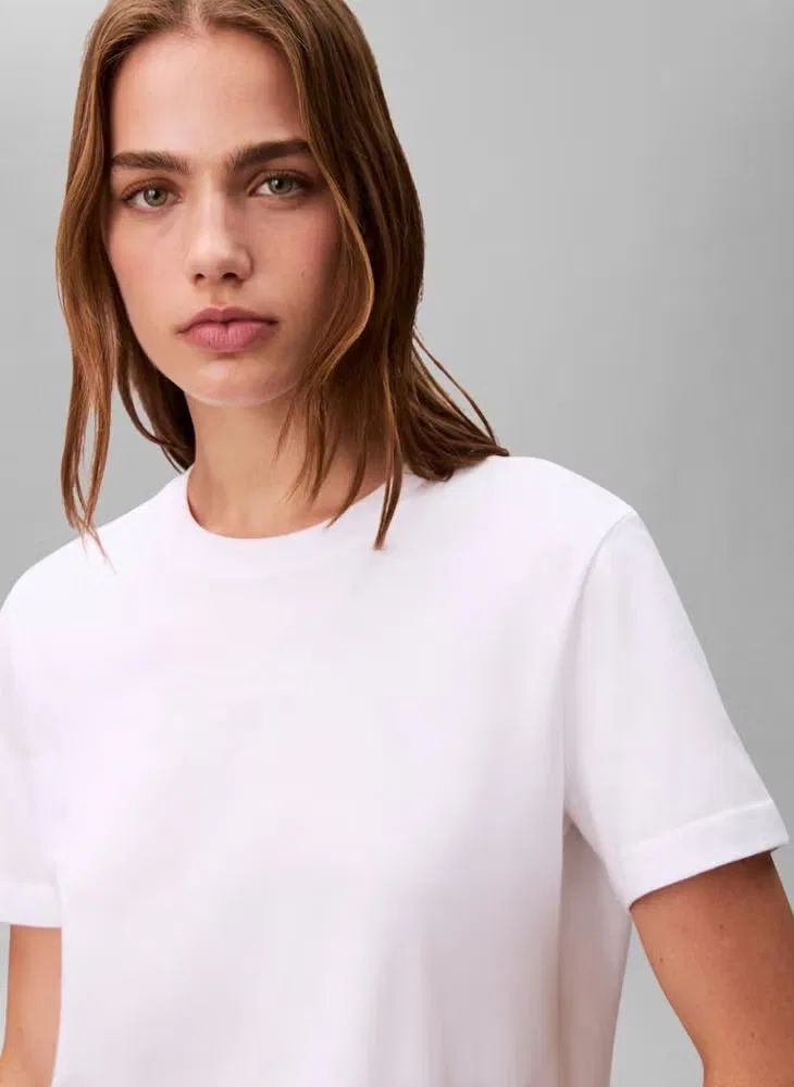 Футболка классическая с логотипом Calvin Klein, белый — фото 4