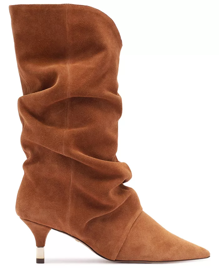 Женские сапоги-казаки Sabrina Slouchy на низком каблуке-стилетто Arezzo, коричневый — фото 2