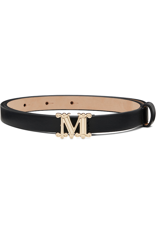 

Кожаный пояс с монограммой Max Mara, черный