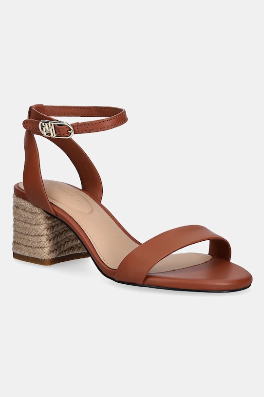 Кожаные сандалии Leather Ankle Strap Espad Sandal Tommy Hilfiger, коричневый