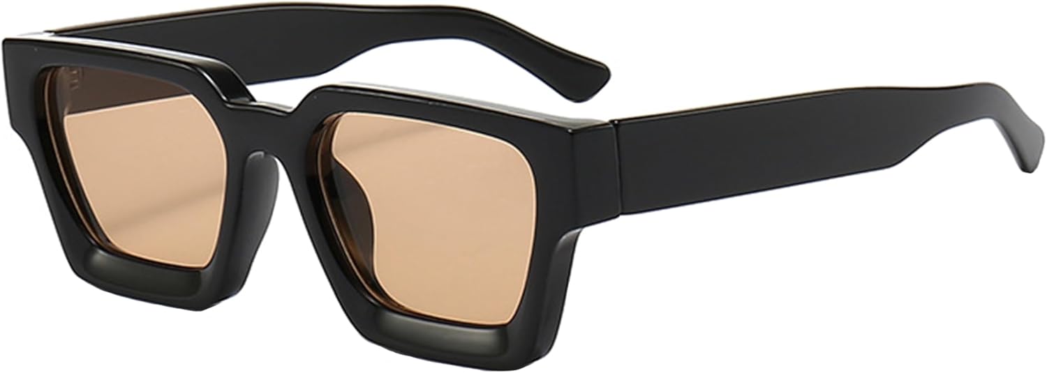 

Солнцезащитные очки в толстой квадратной оправе для женщин и мужчин, ретро-очки прямоугольной формы, модные черные солнцезащитные очки Teumire, B5 Black Frame/Brown Lens