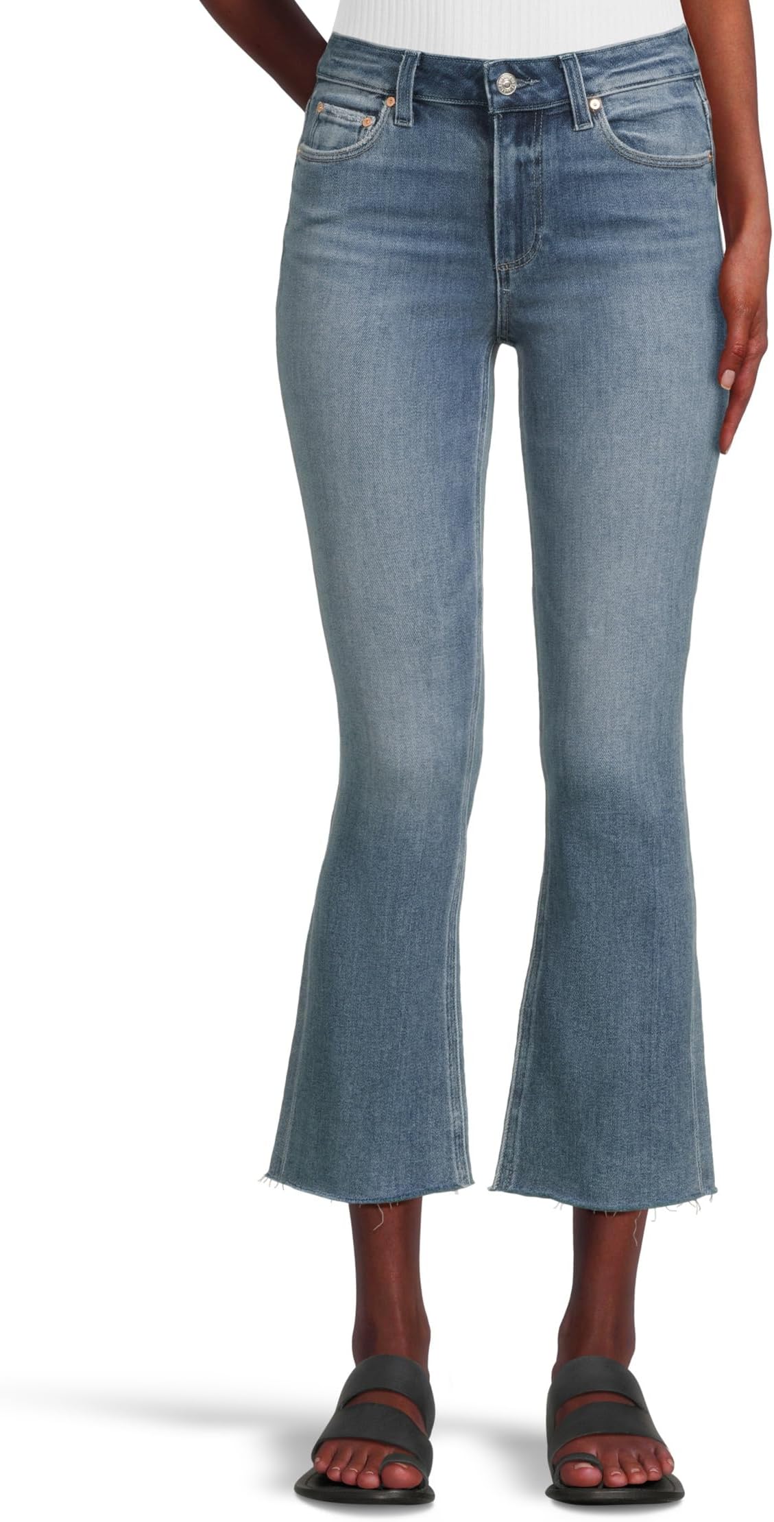 

Джинсы Paige Colette Crop Flare Raw Hem in Showtime, Showtime