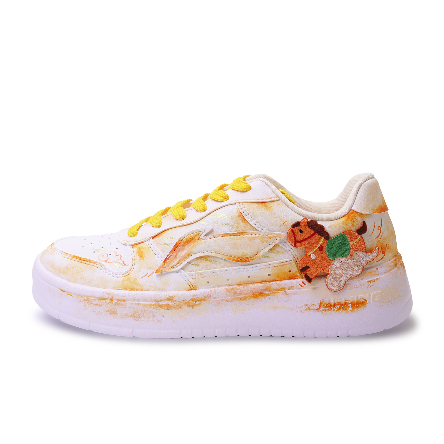 

Плавающие скейтбордные кроссовки Li Ning Floating Boat: износостойкие, легкие и дышащие, низкие, унисекс., оранжевый белый