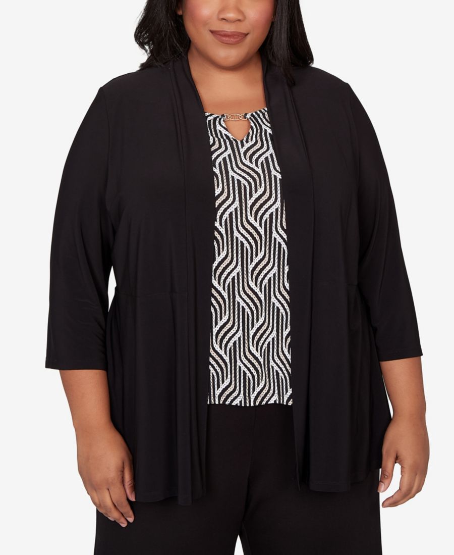 

Топ большого размера с севильским принтом два в одном Alfred Dunner, Black