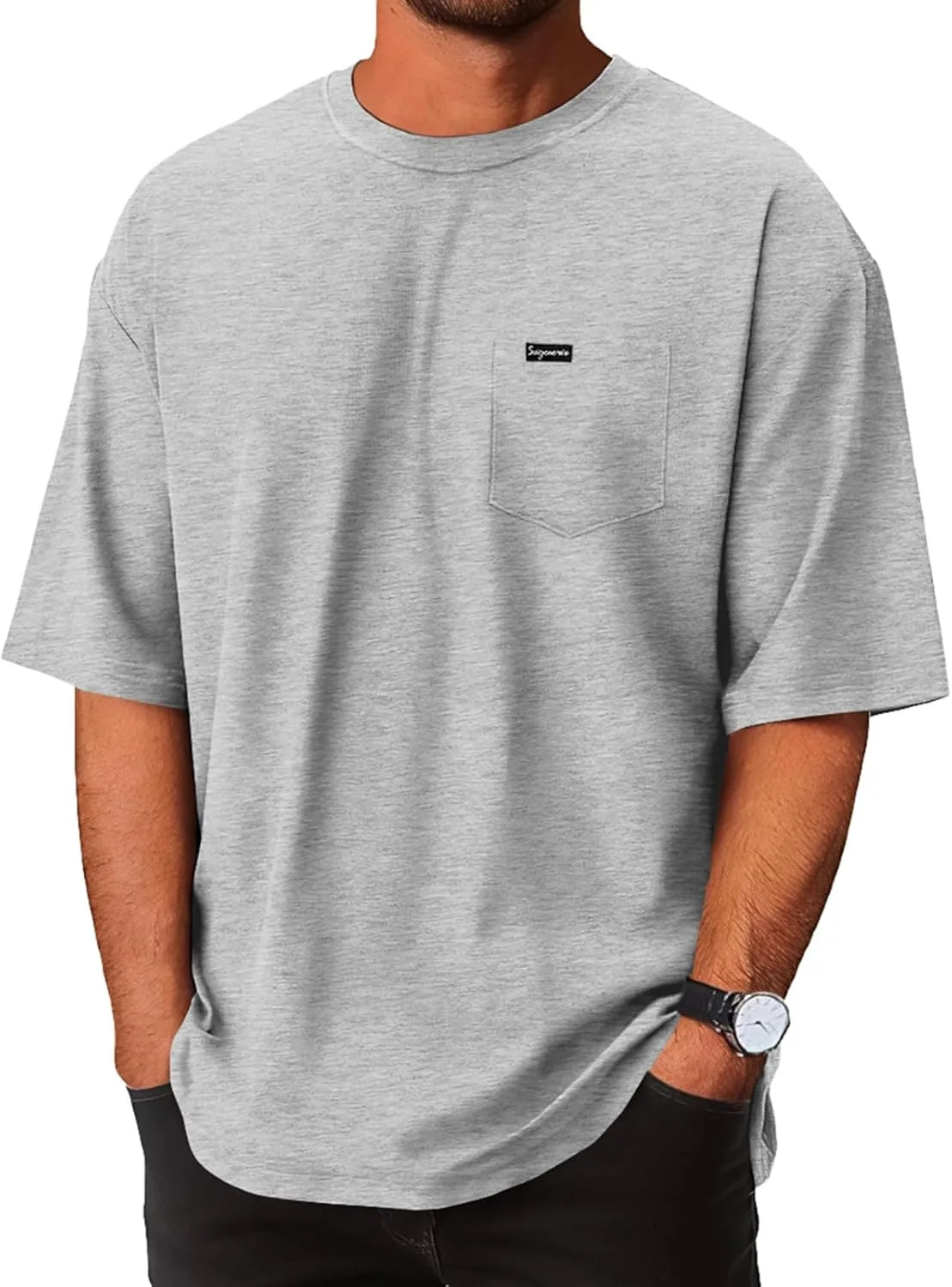 

Футболка мужская Oversized с карманом Opomelo