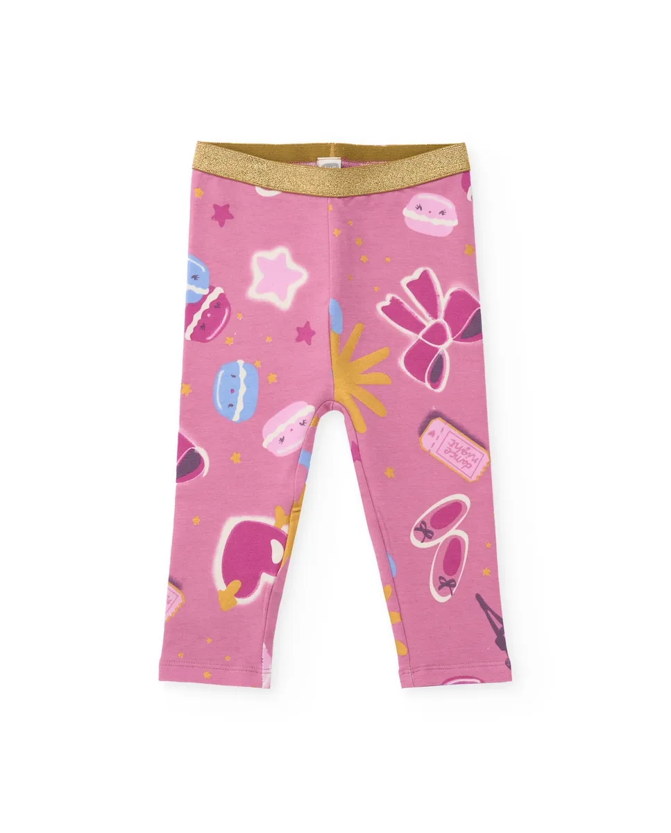 

Розовые вязаные леггинсы для малышей с принтом макарун Tuc tuc