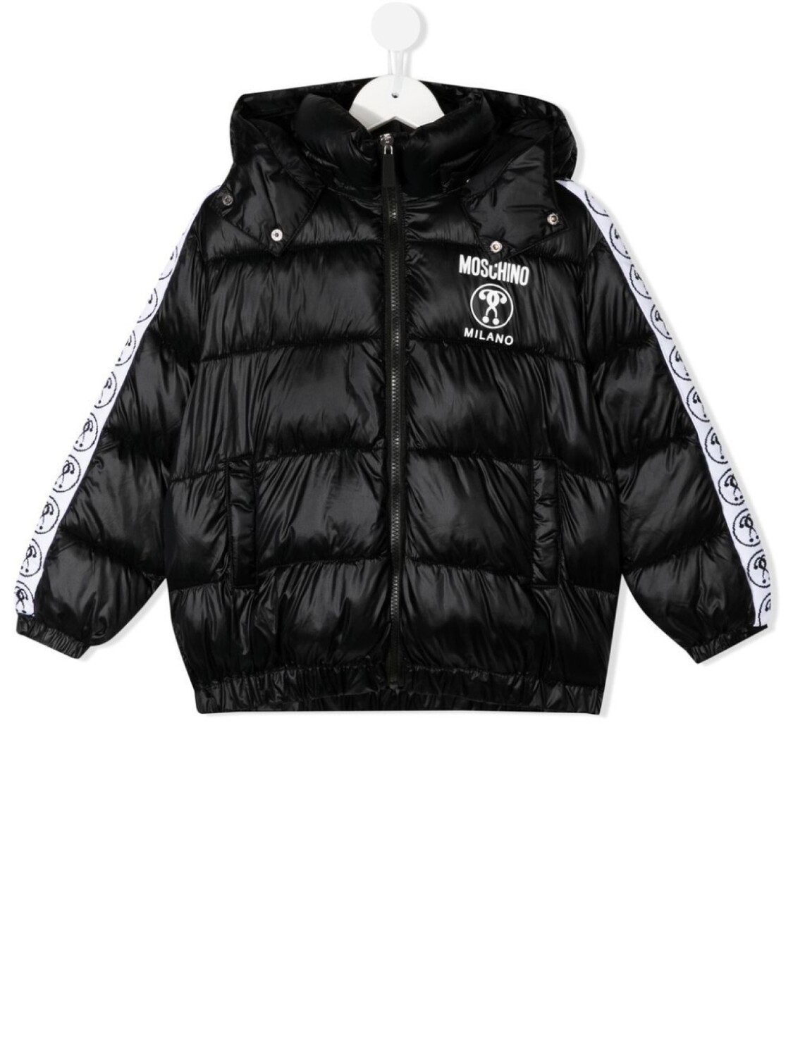 

Пуховик с логотипом Moschino Kids, черный