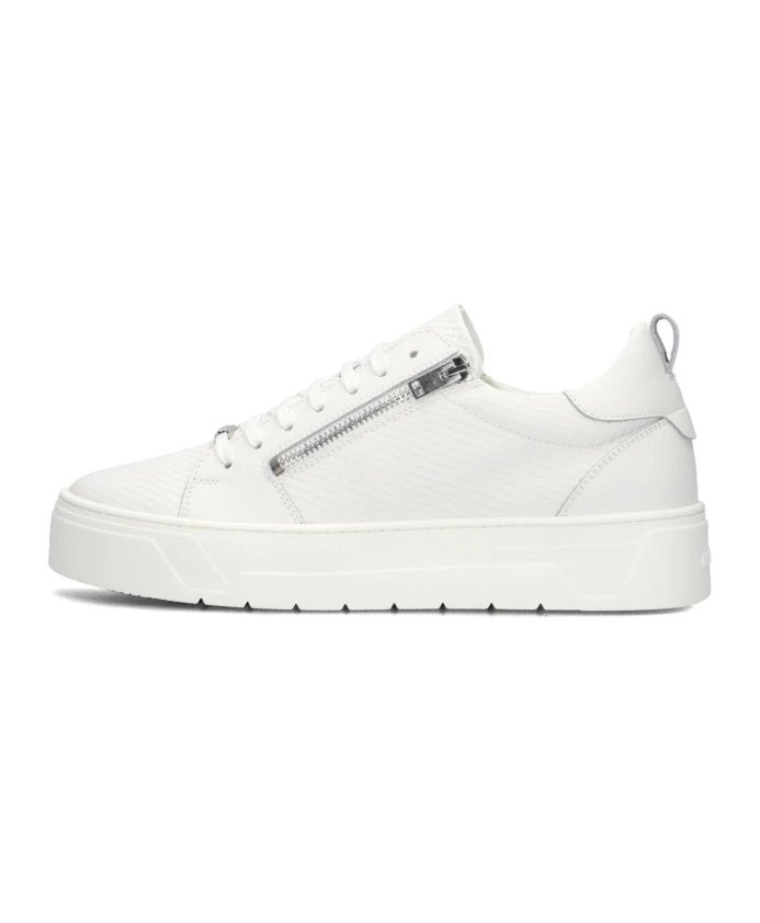 

Кроссовки с анималистическим принтом и застежкой-молнией, белые, кожаные. Antony Morato, белый