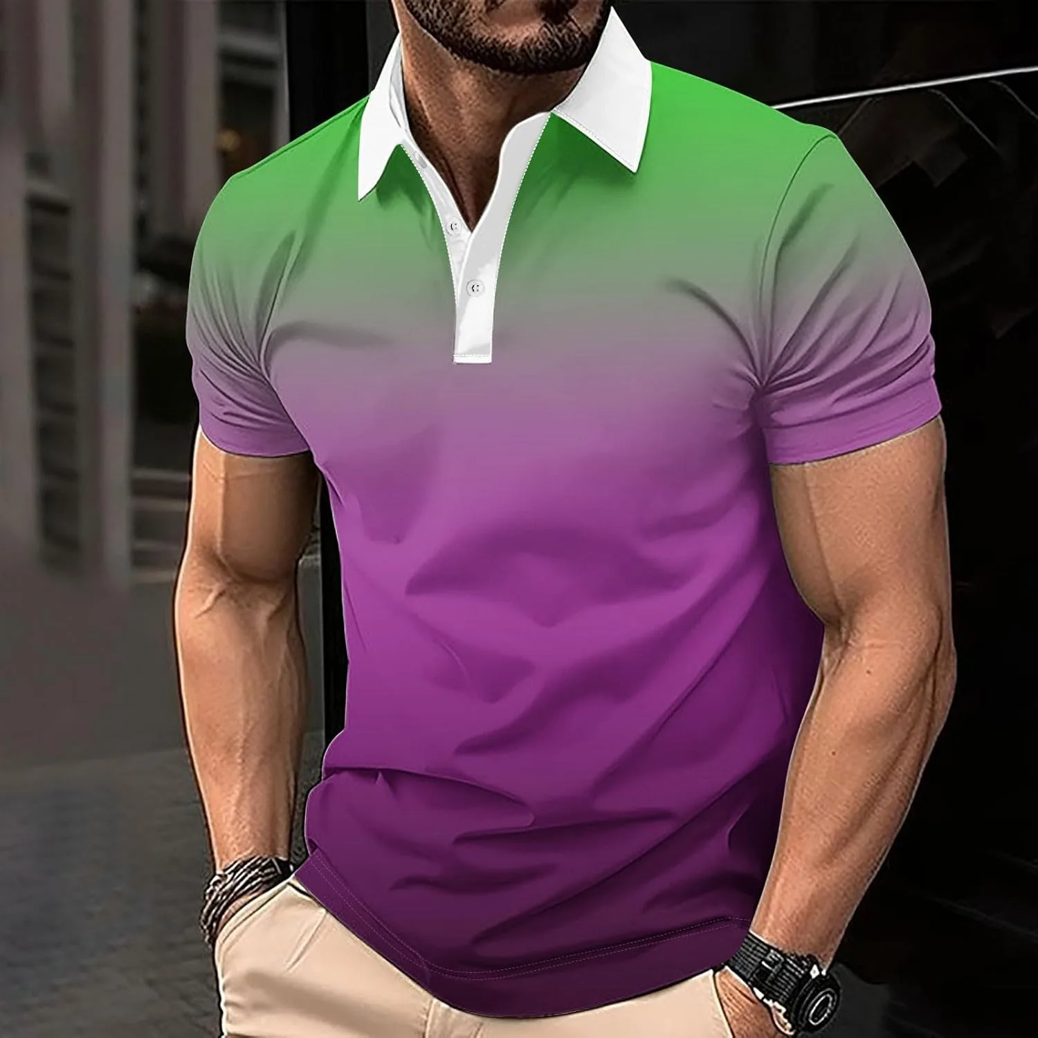 Мужская футболка с коротким рукавом Gradient Color для тренировок и тенниса — фото 2