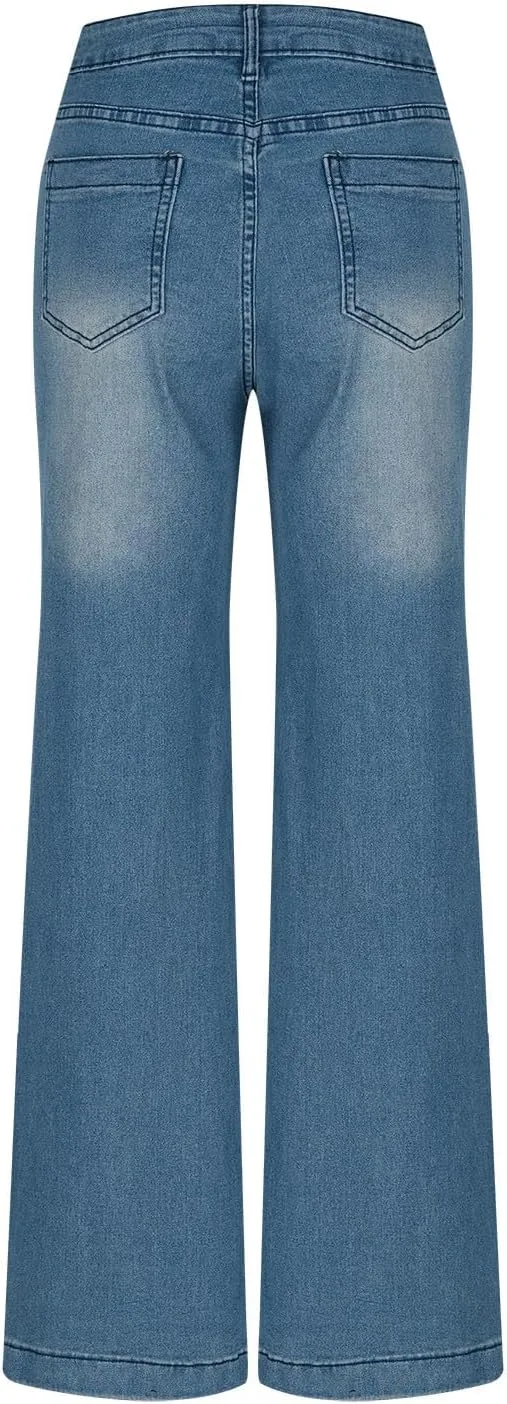 Женские джинсы Wide Leg в стиле Boyfriend, Mid Rise, Stretchy — фото 3