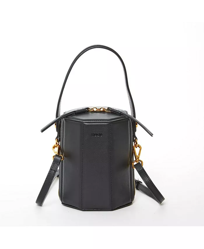 

Черная кожаная сумка-ведро Black Purse Leather Bucket Bag, маленькая женская сумка через плечо Small Crossbody Purse Women's Handbag SUSU