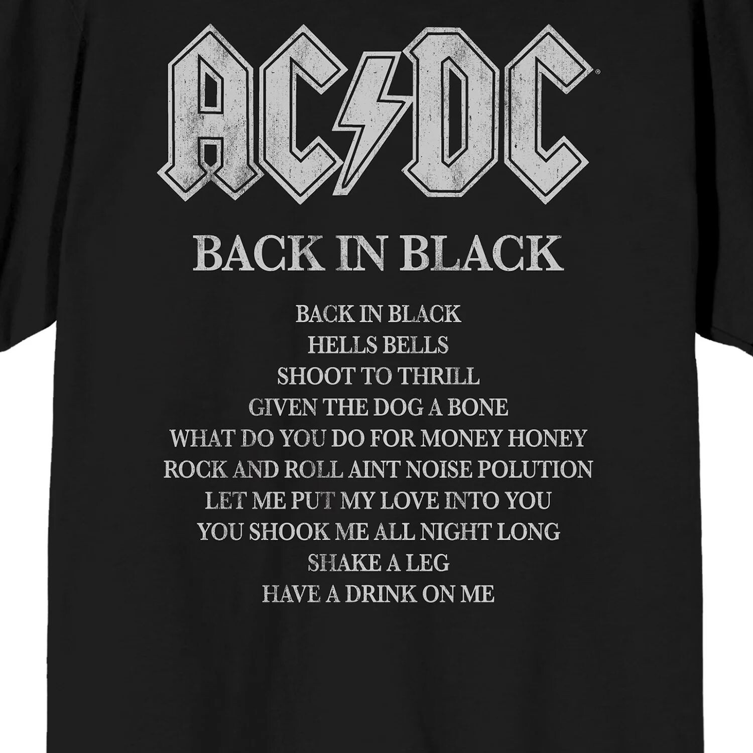 

Мужская футболка AC/DC Back In Black Song List Licensed Character