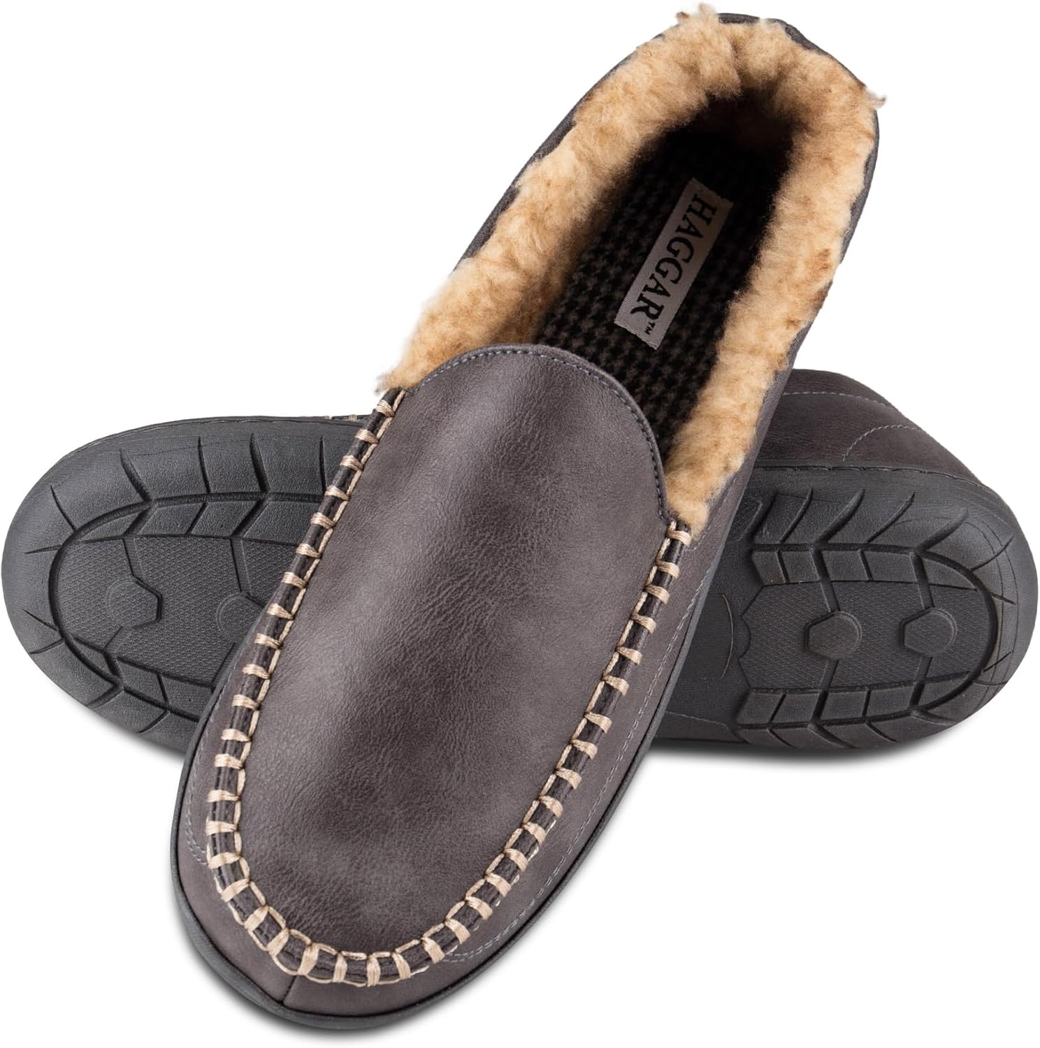 Мужские домашние тапочки Haggar Venetian Slipper для дома и улицы с комфортом из пены с эффектом памяти, серый — фото 4