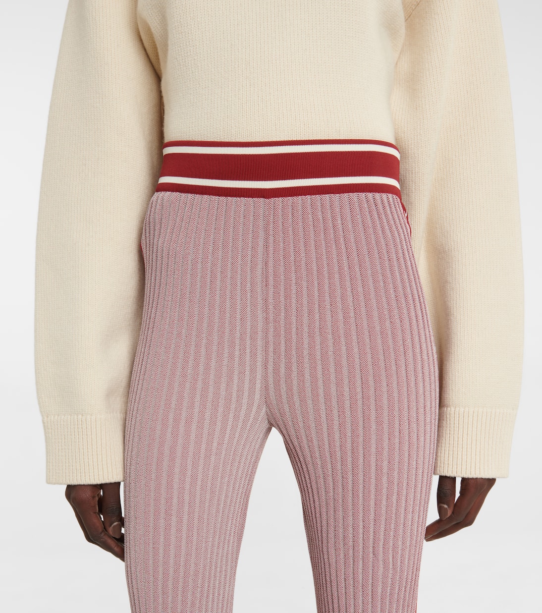 Расклешенные брюки с высокой талией из ребристой ткани Jil Sander, Open Red — фото 4