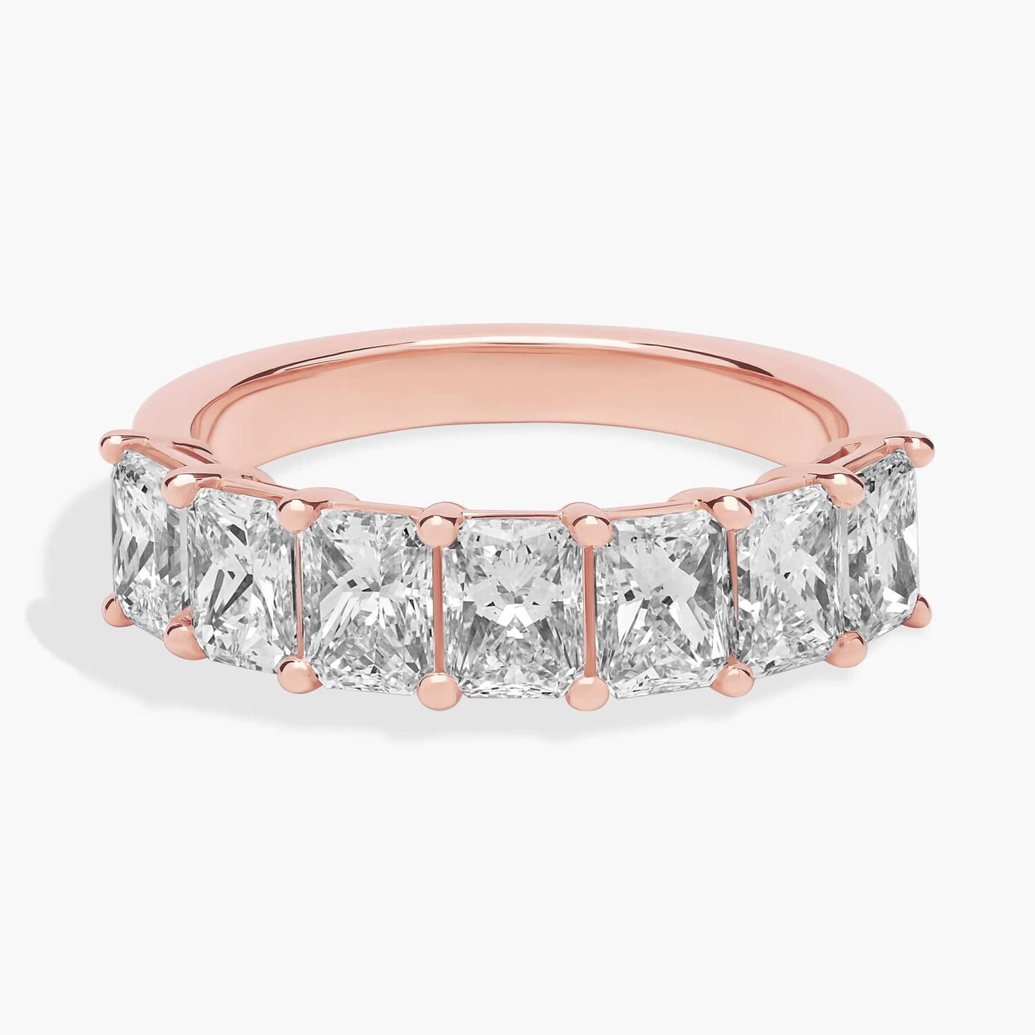 

Кольцо с семью бриллиантами Radiant Lab Grown Stone из 14-каратного розового золота (2 карата Tw. - FG / VS2-SI1) Blue Nile