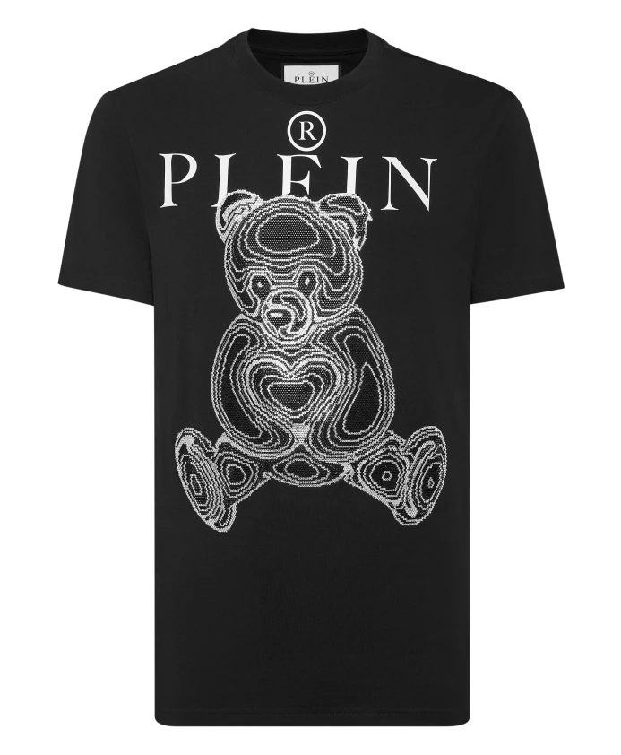 

Футболка с короткими рукавами и круглым вырезом, украшенная хрустальным плюшевым мишкой. Philipp Plein, черный