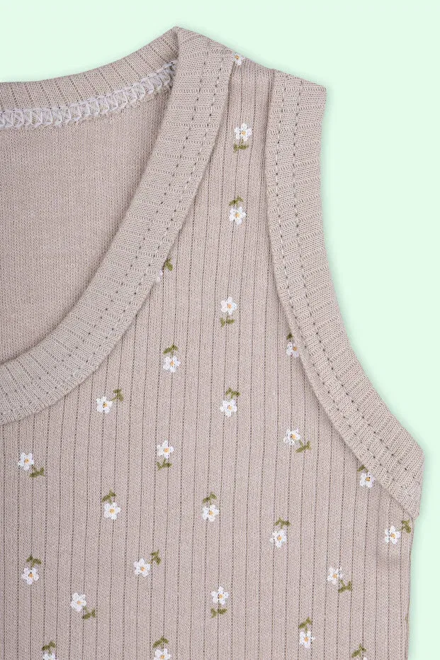 Детское боди для девочек хлопковое Tulip patterned snap-on baby bodysuit Saydek Baby, Brown — фото 2