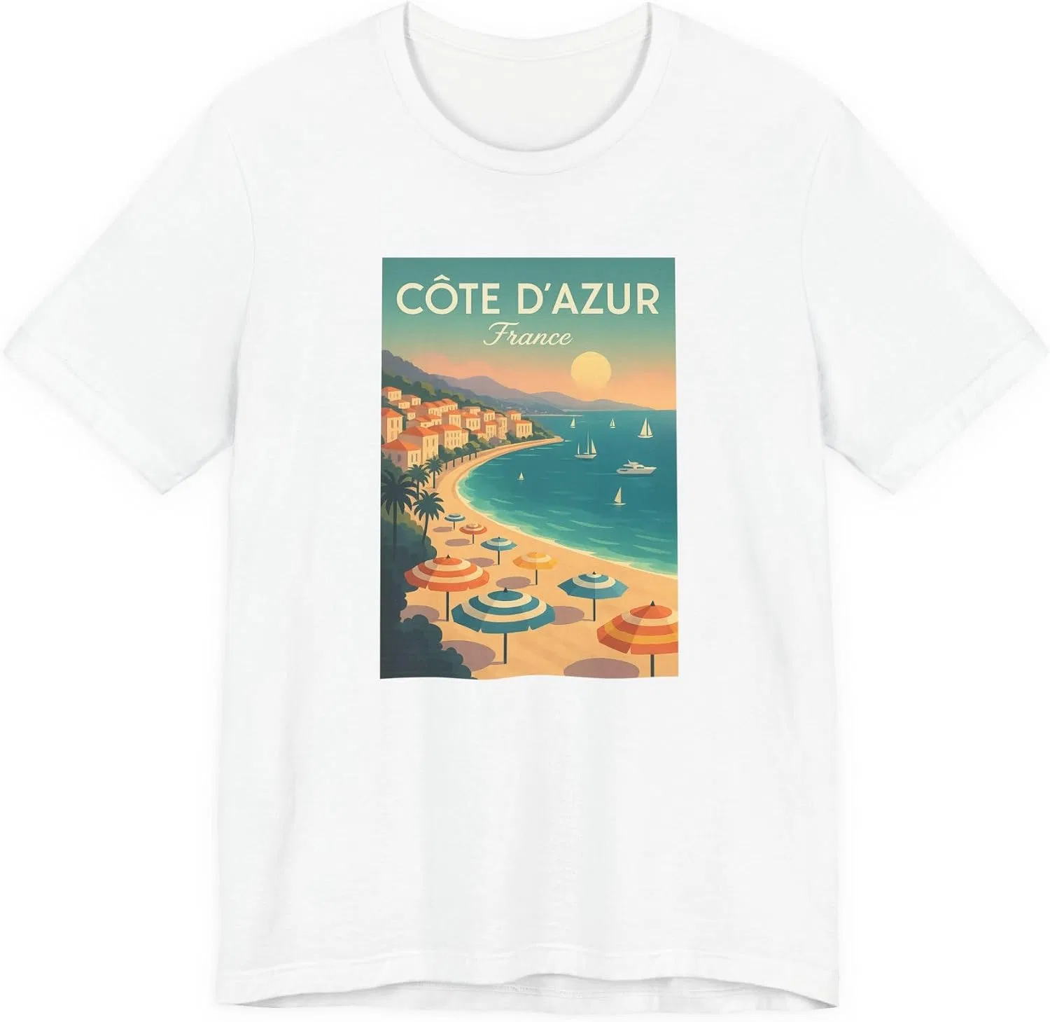 Футболка с ретро-принтом Côte d’Azur Bella Canvas 3001, White