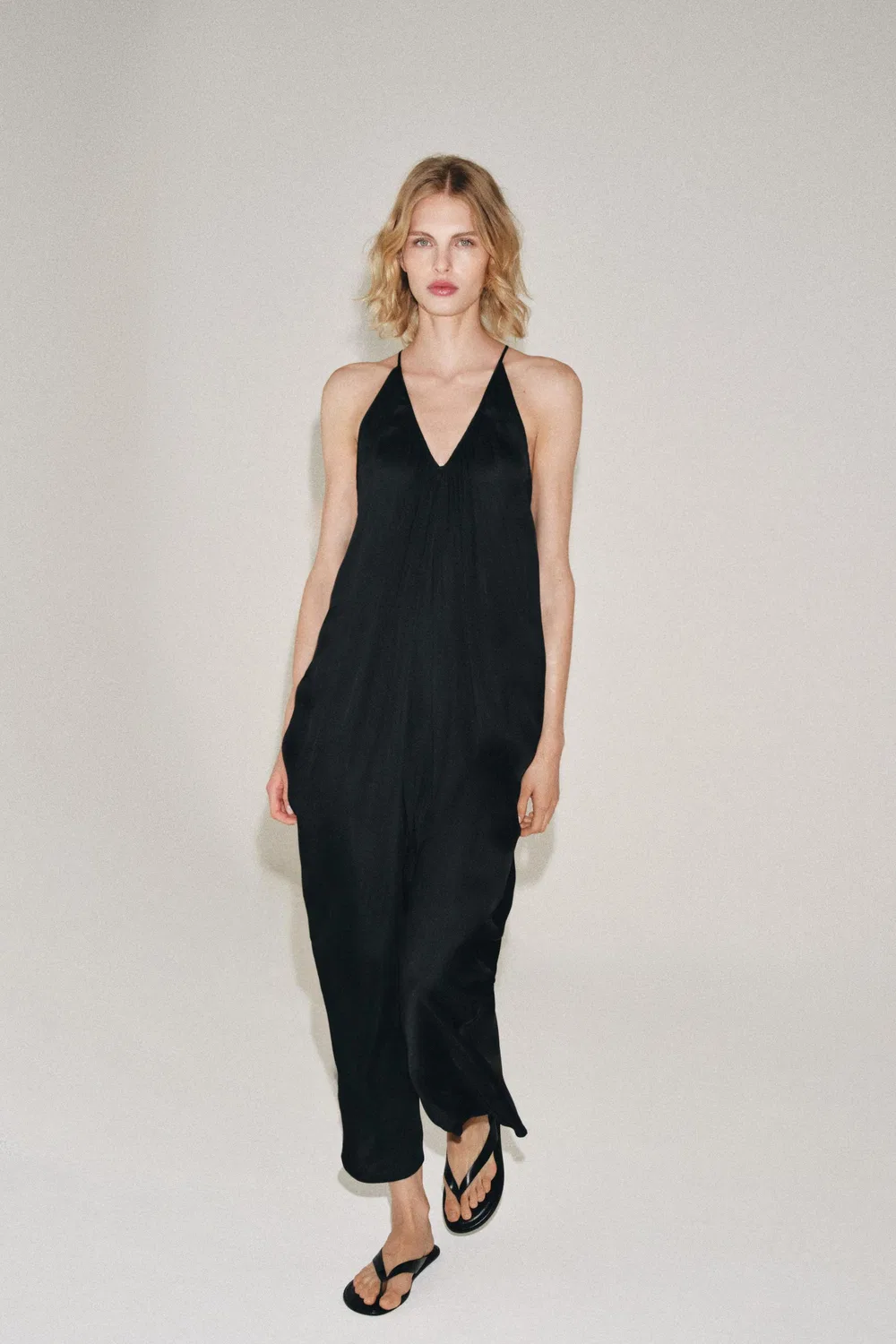 Платье из атласа с драпировкой из коллекции ZW ZARA, Black