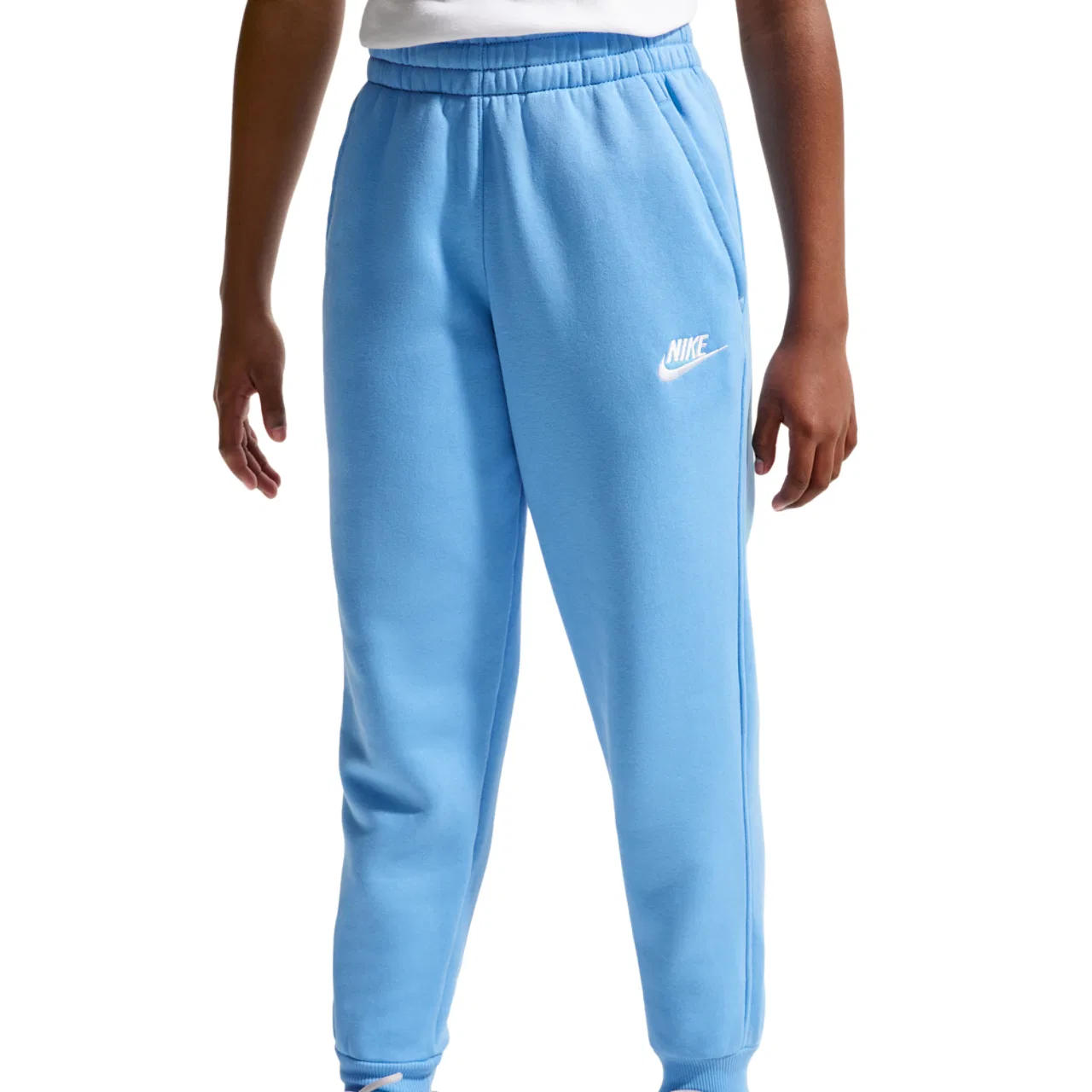 Детские спортивные штаны для мальчиков из футера с утеплением, модель NSW Club LBR Fleece, Nike, Football Blue/White