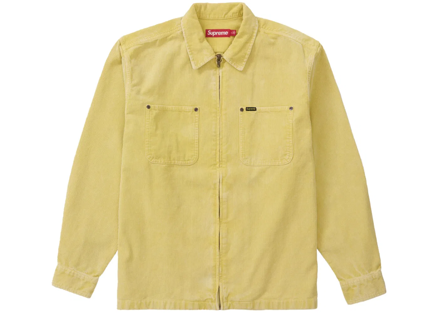 Мужская рубашка из вельвета Supreme Washed Corduroy Zip Up Shirt, Yellow
