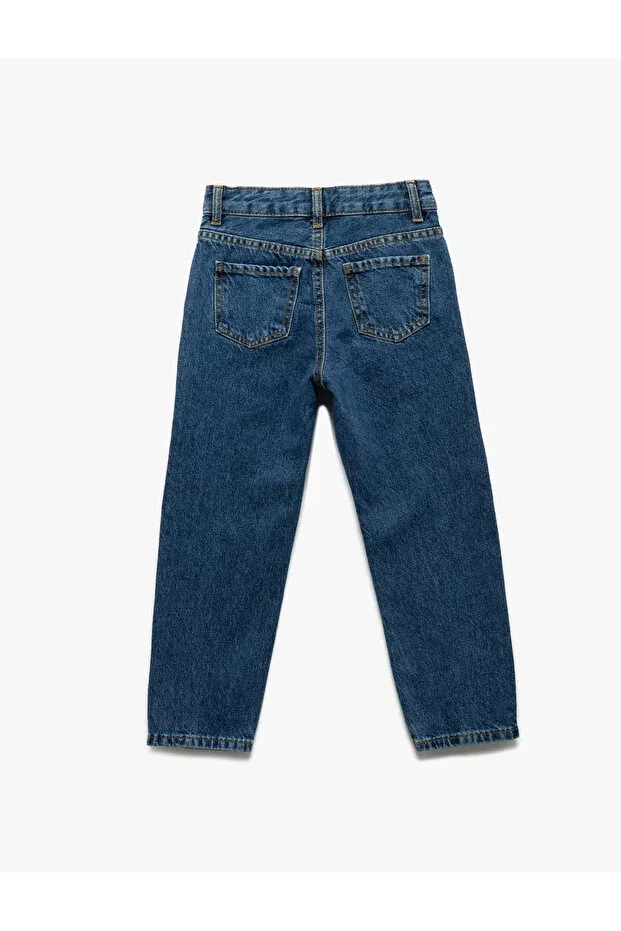 Детские брюки для девочек джинсовые с эластичным поясом Koton, Dark Indigo — фото 2