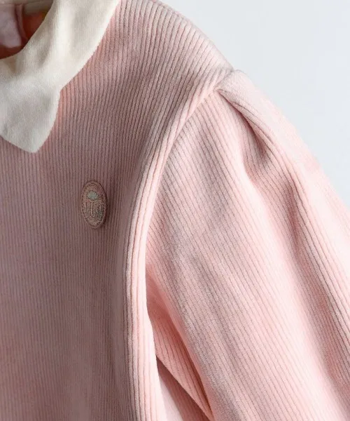Детский лонгслив из велюра LoA Velour Top moimoln, Pink — фото 4