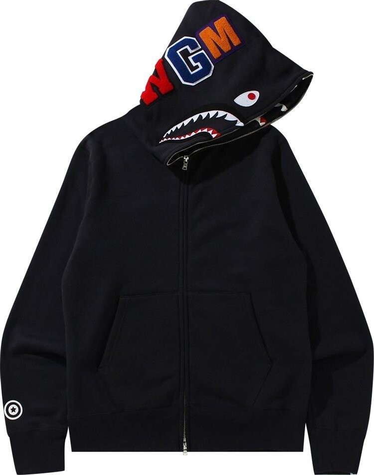 

Худи BAPE Double Side Shark Full Zip Hoodie Black, черный