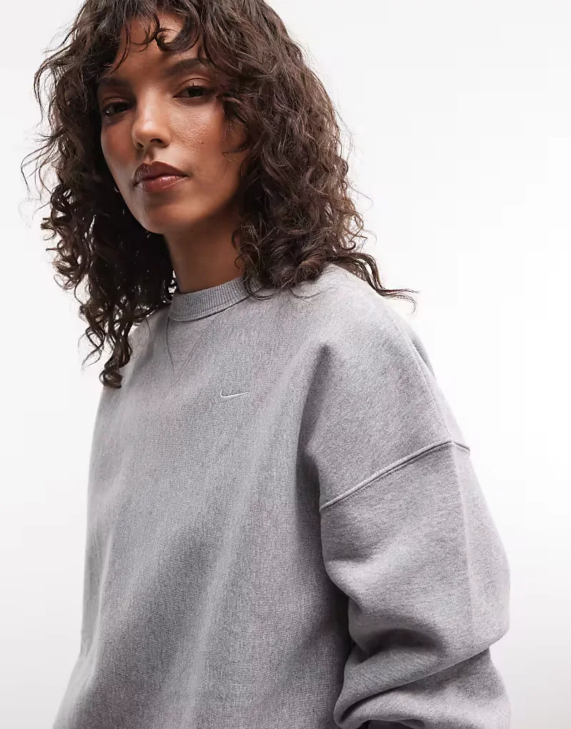 Толстовка Nike Studio Fleece из плотной флиса свободного кроя темно-серый — фото 3