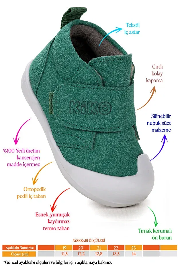 Детские ботинки для девочек на липучке Winnie first step Kiko Kids, Green — фото 2