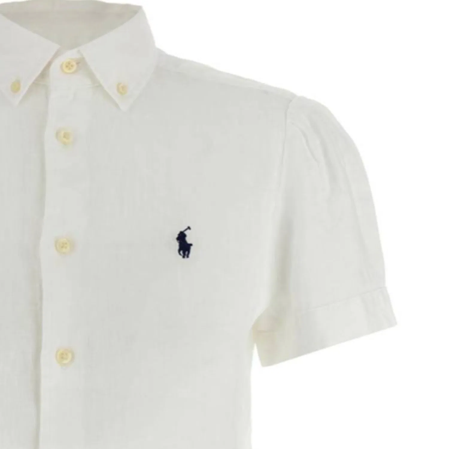Женская рубашка с коротким рукавом с вышивкой логотипа Polo Ralph Lauren, White — фото 4