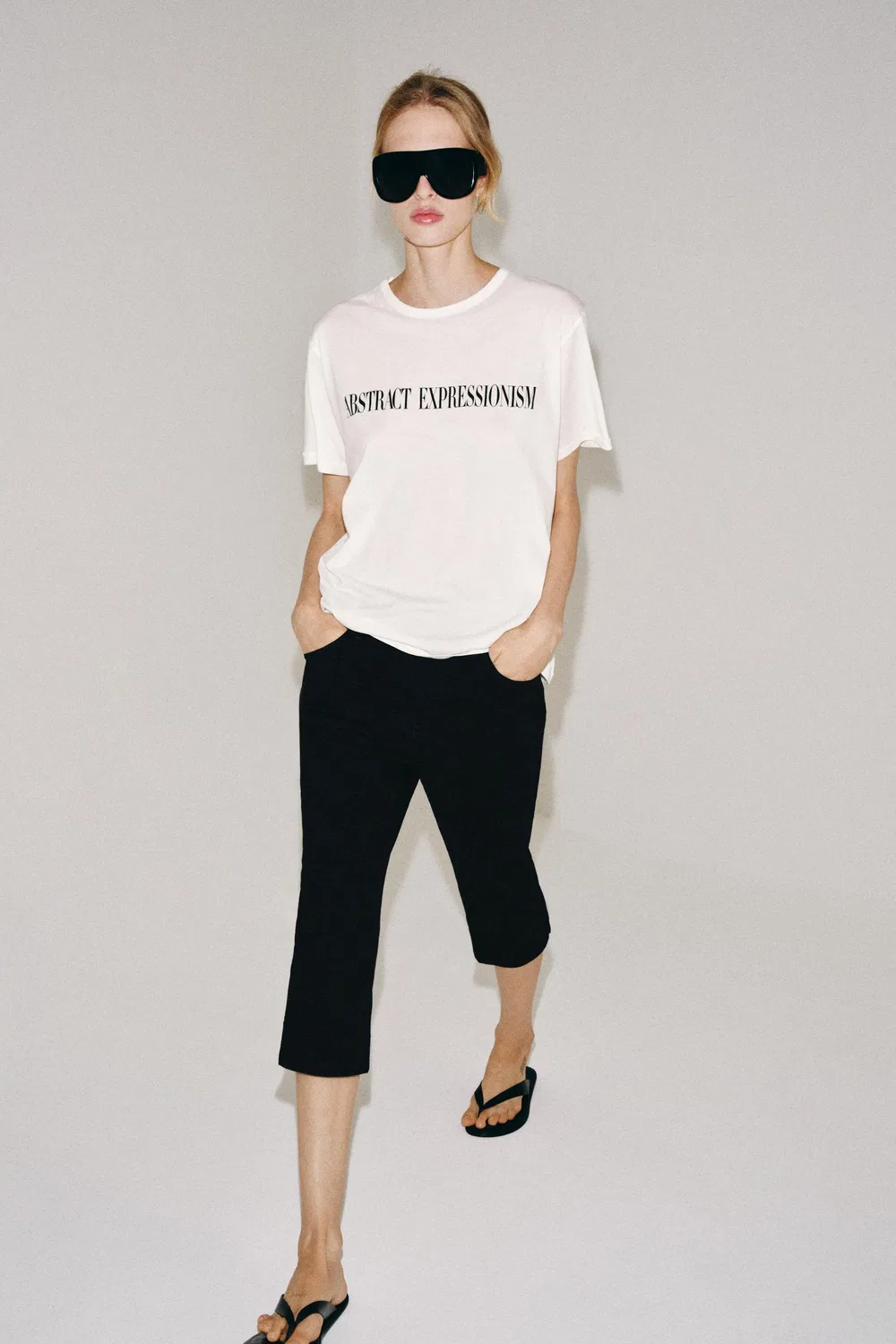 Футболка с крупным текстом ZARA, Oyster-white