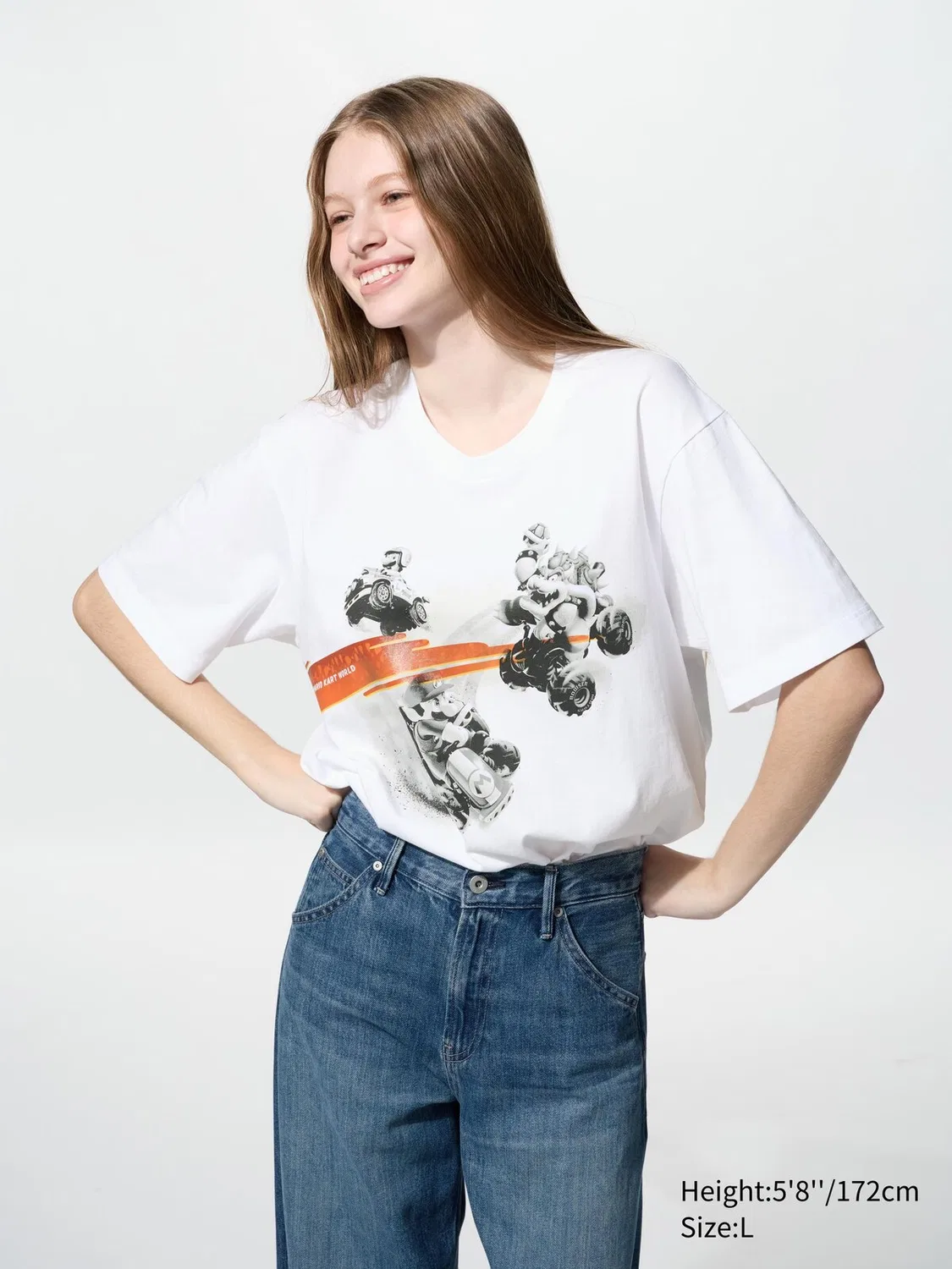 Футболка Uniqlo UT с графическим принтом Mario Kart World, белый — фото 2