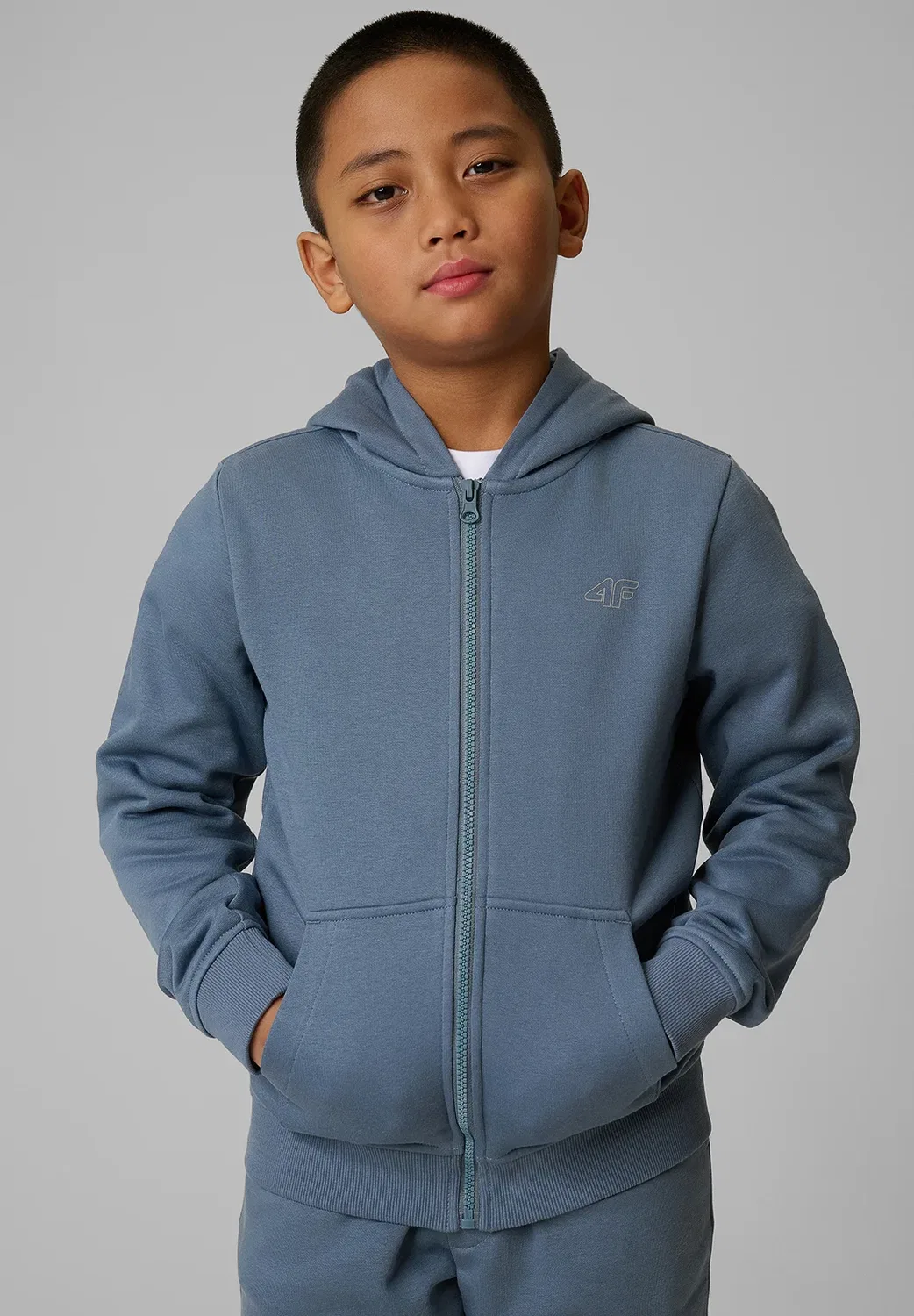 Bluza dresowa Regular z kapturem chłopięca - czerwona 164 (13-14 лат) - толстовка на молнии 4F, Dark Blue — фото 2