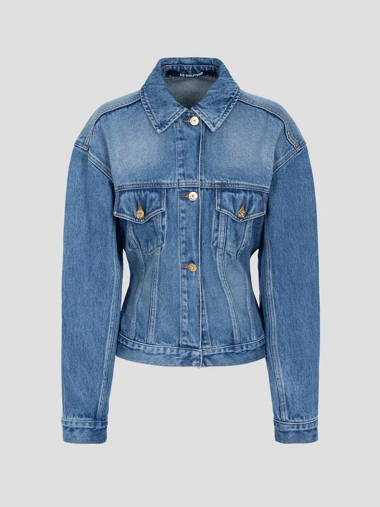 Джинсовая куртка с короткой длиной, модель La Veste De-Nîmes JACQUEMUS, Blue