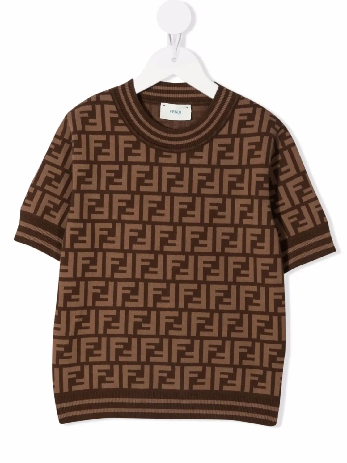 FENDI Футболка с круглым вырезом, коричневая