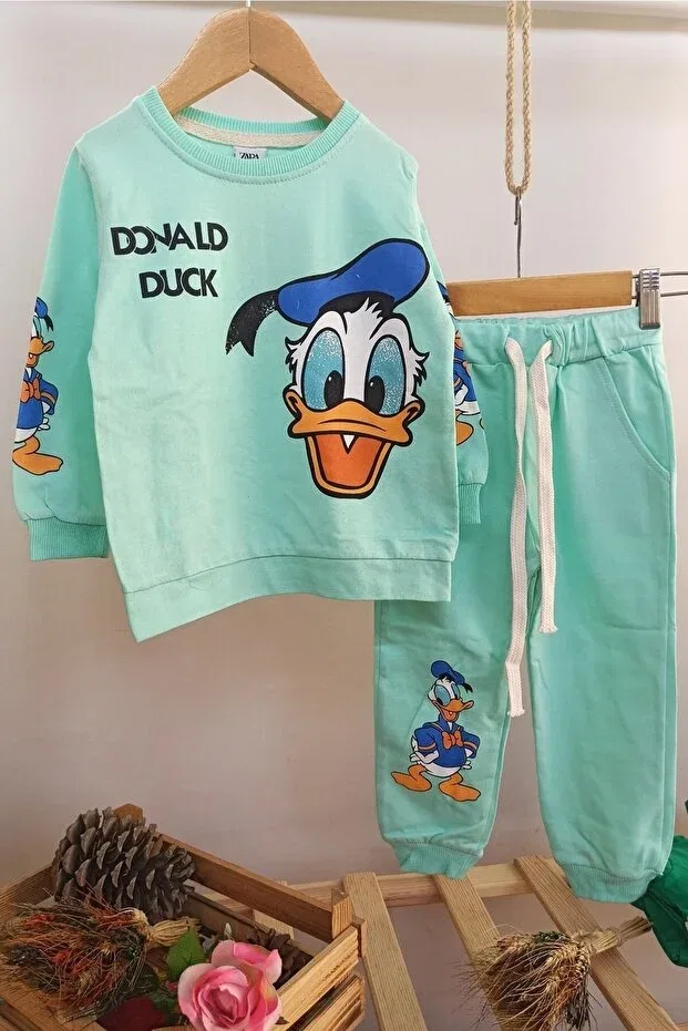 Детский спортивный костюм с принтом Donald Duck Pattern Dubi Baby, Water Green