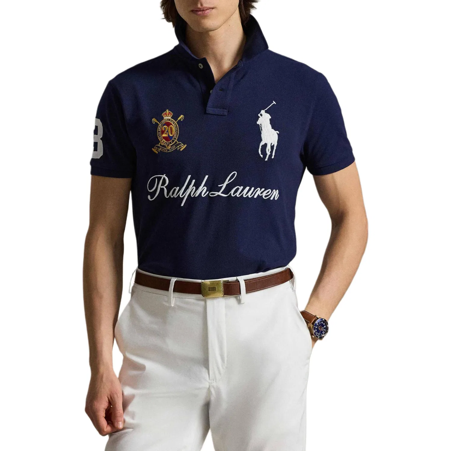 Мужское поло Slim Fit Big Pony Polo Ralph Lauren, Cruise Marine Blue — фото 3