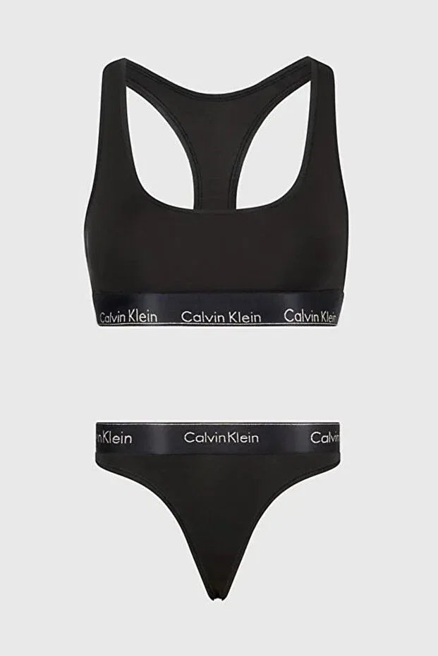 Женский бюстгальтер-бралетт с бретельками-спагетти Calvin Klein, Black