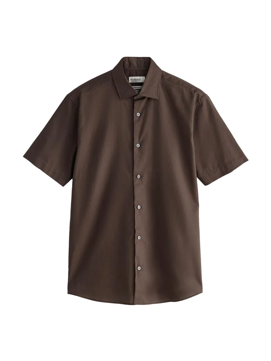 Рубашка Next Regular fit Button Up Shirt 'N. Premium' темно-коричневого цвета