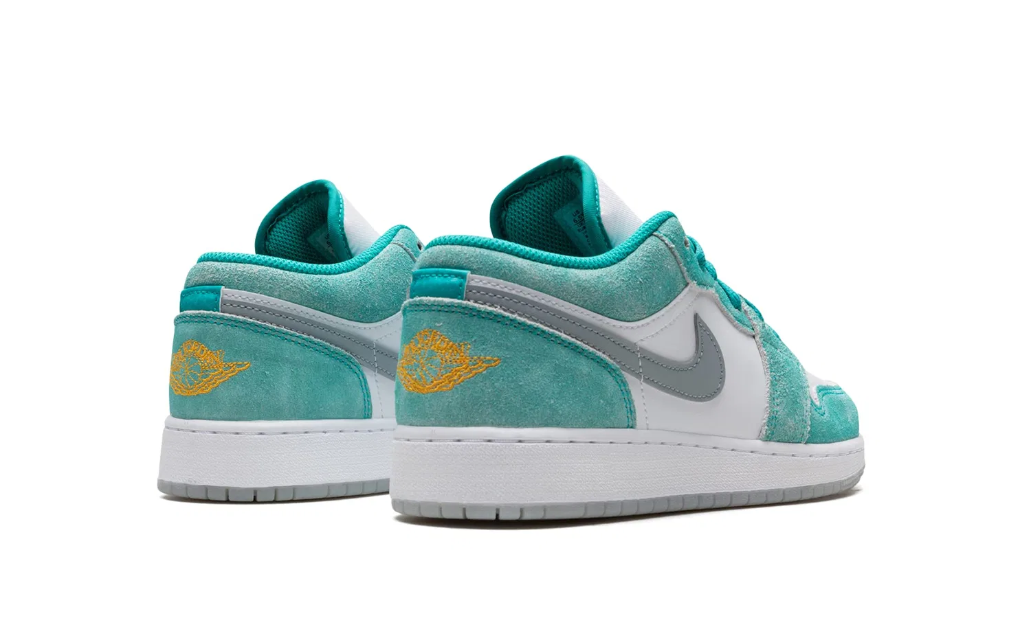 Детские кроссовки с кожаным верхом Air Jordan 1 NIKE, Nuovo Emerald Taxi Bianco — фото 2